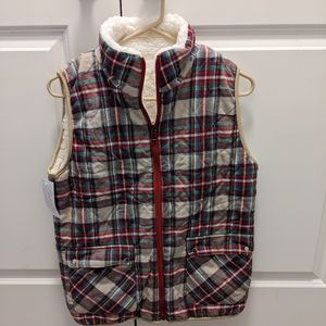 Plaid Sherpa lined vest